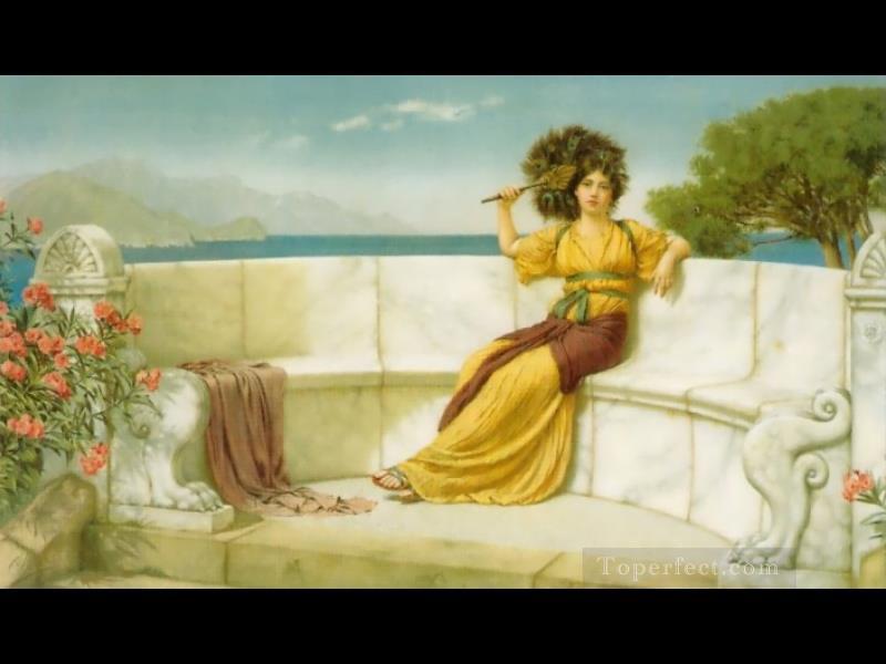 1915年の夏の盛りに 新古典主義の女性 ジョン・ウィリアム・ゴッドワード油絵